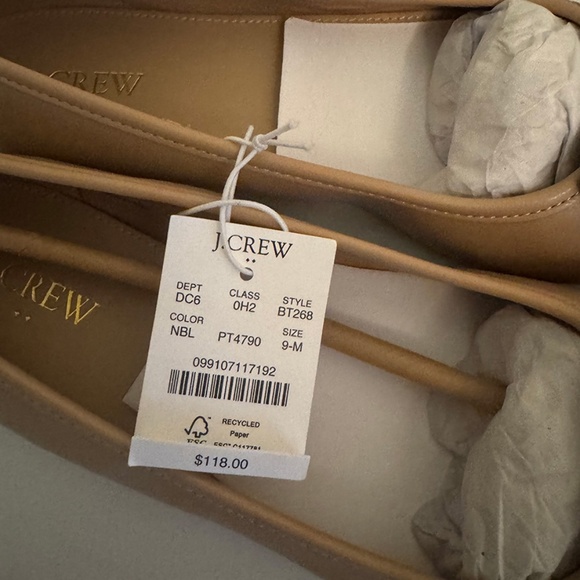 NWT J. Crew Nude Ballet Flats with Black Cap Toe - Picture 7 of 8